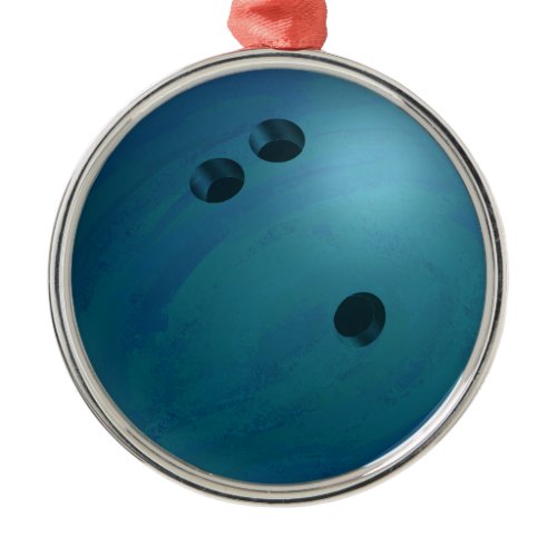Bowling Ball Blue Metal Ornament