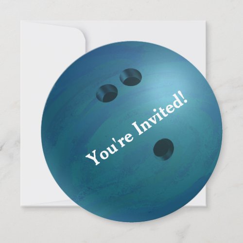 Bowling Ball Blue Party Invitation