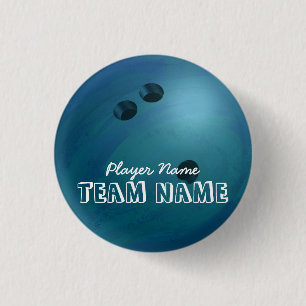 Bowling Ball Blue Pinback Button