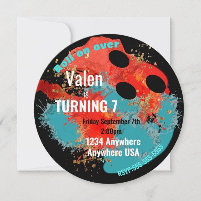 BOWLING BALL, bowling, boys birthday party Invitation (Front)