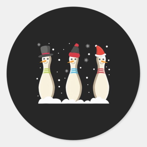 Bowling Ball Christmas Bowling Pins Santa Hat Gift Classic Round Sticker