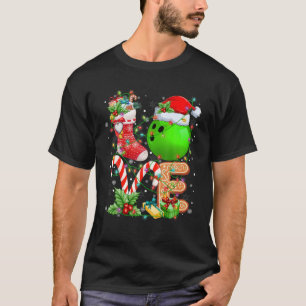 Bowling Ball Christmas Santa Love Lights Xmas Holi T-Shirt