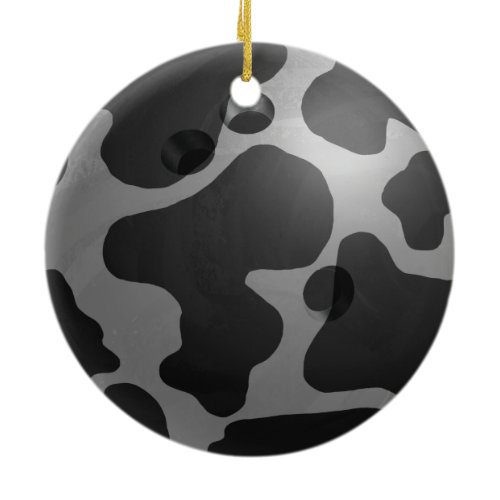 Bowling Ball Cow Gray Ceramic Ornament