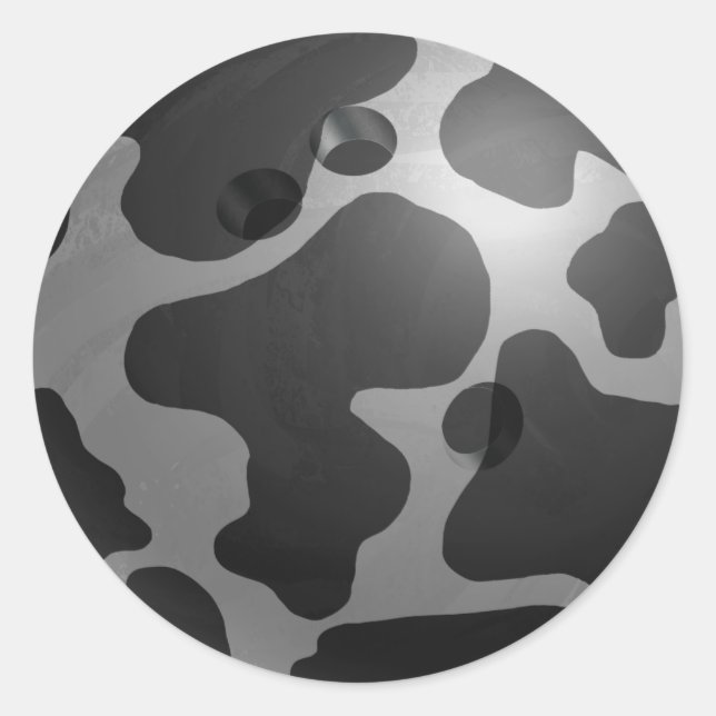 Bowling Ball Cow Gray Classic Round Sticker (Front)