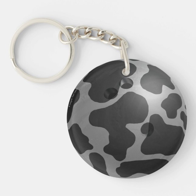 Bowling Ball Cow Gray Keychain (Front)
