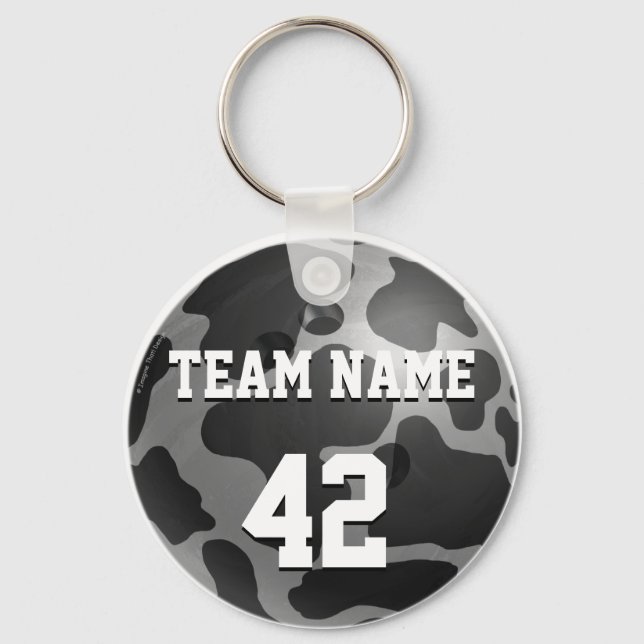 Bowling Ball Cow Gray Keychain (Front)