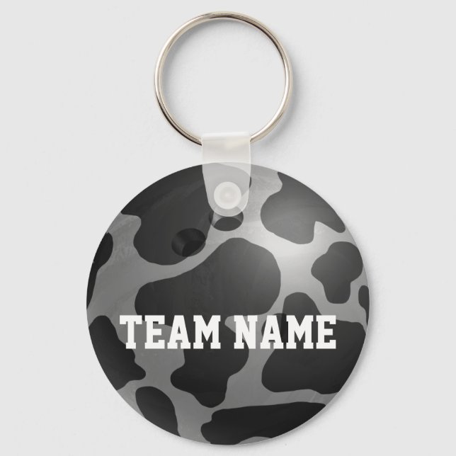 Bowling Ball Cow Gray Keychain (Front)
