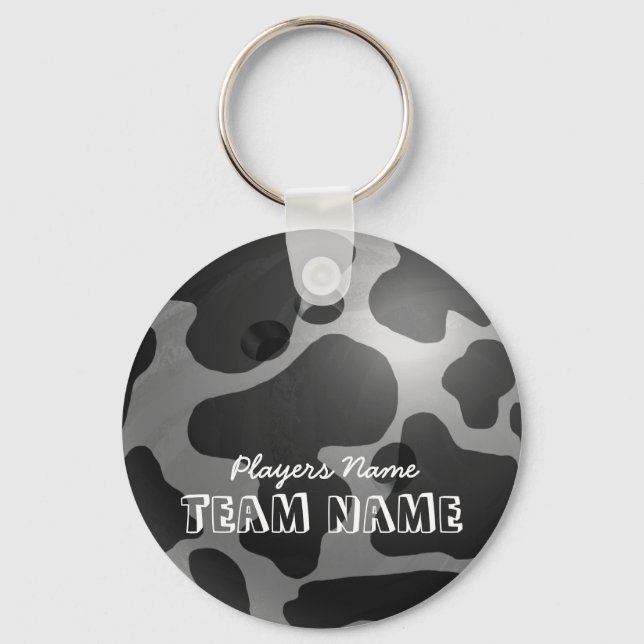Bowling Ball Cow Gray Keychain (Front)