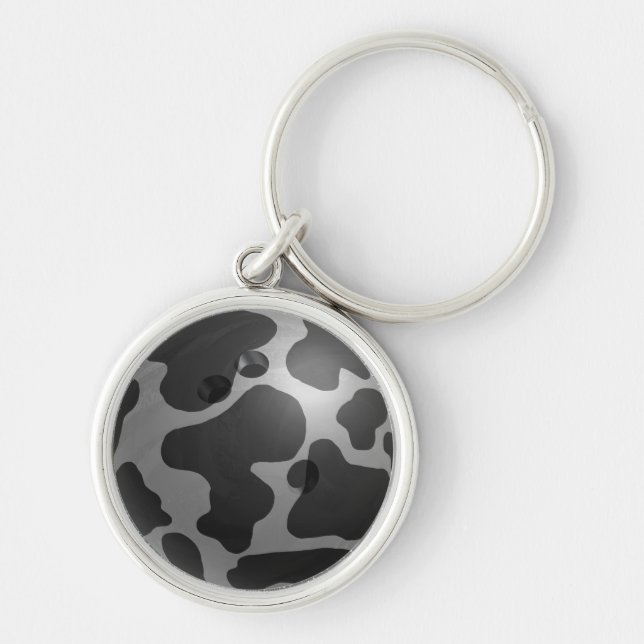 Bowling Ball Cow Gray Keychain (Front)