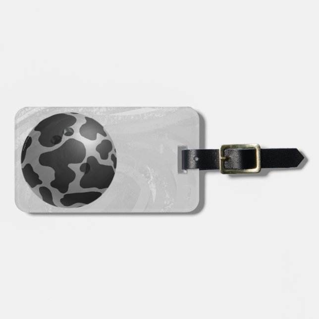 Bowling Ball Cow Gray Luggage Tag (Front Horizontal)