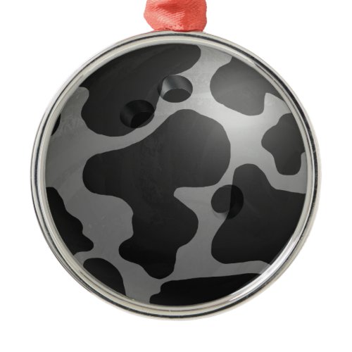 Bowling Ball Cow Gray Metal Ornament