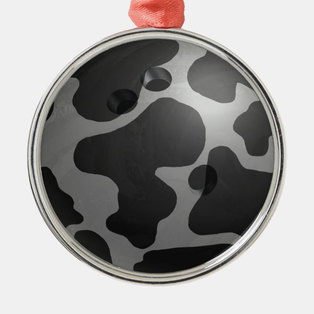 Bowling Ball Cow Gray Metal Ornament (Front)