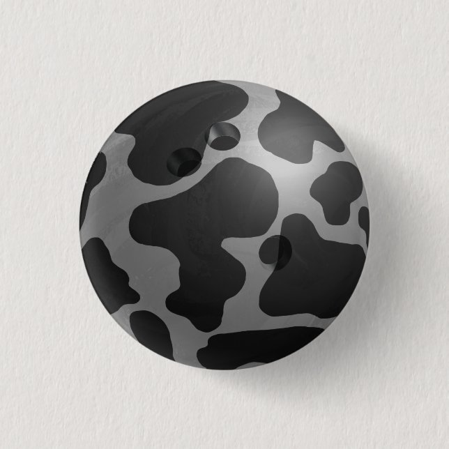 Bowling Ball Cow Gray Pinback Button (Front)