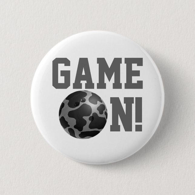 Bowling Ball Cow Gray Pinback Button (Front)