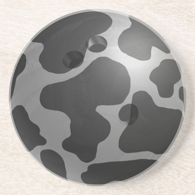 Bowling Ball Cow Gray Sandstone Coaster (Front)