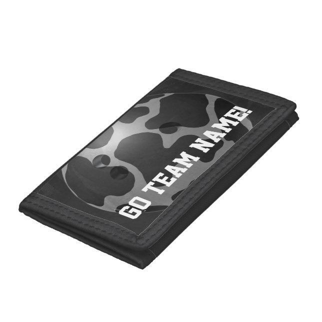 Bowling Ball Cow Gray Tri-fold Wallet (Bottom)