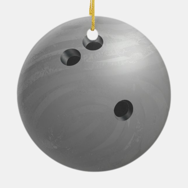 Bowling Ball Gray Ceramic Ornament (Back)