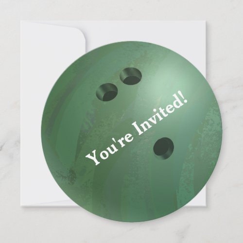 Bowling Ball Green Party Invitation