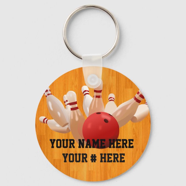 Bowling Ball Keychain Personalize YOUR NAME ID Tag (Front)