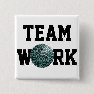 Bowling Ball Leopard Teal Button