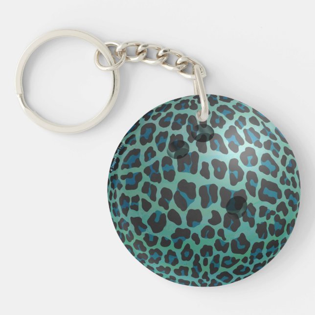 Bowling Ball Leopard Teal Keychain (Front)