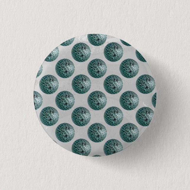 Bowling Ball Leopard Teal Pinback Button (Front)