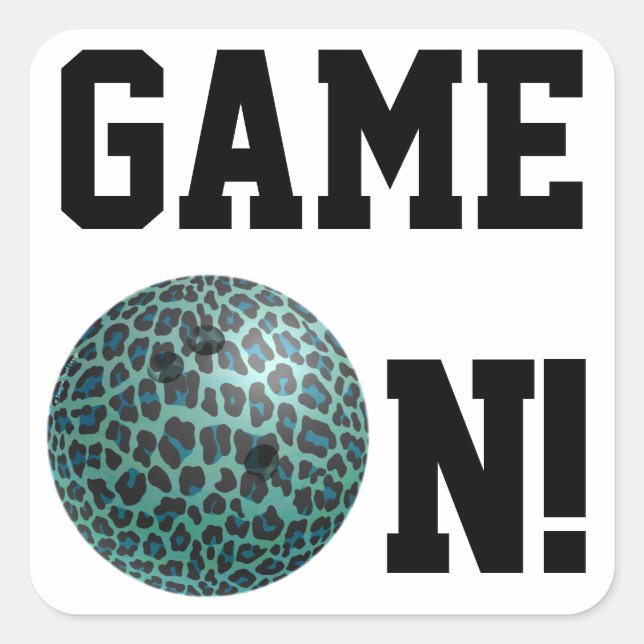 Bowling Ball Leopard Teal Square Sticker (Front)