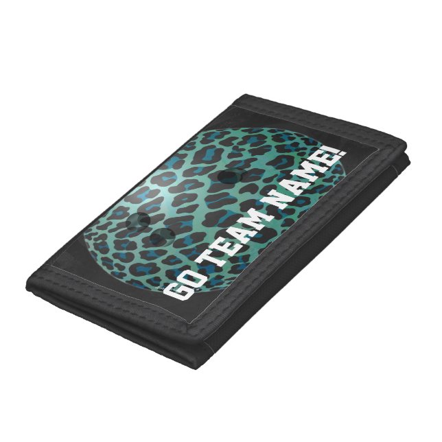 Bowling Ball Leopard Teal Tri-fold Wallet (Bottom)