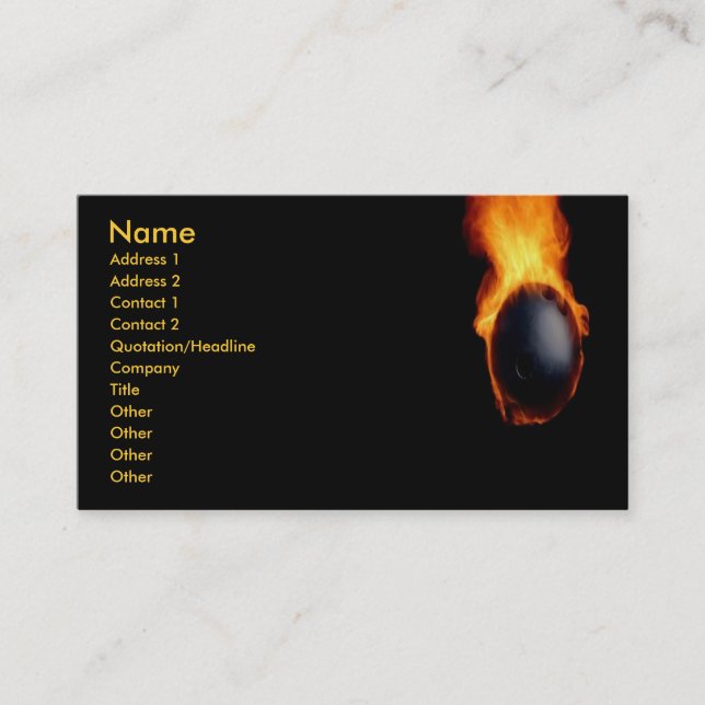 Bowling Ball On Fire Business Card (Front)