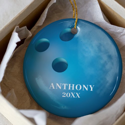 Bowling Ball Personalized Christmas Ceramic Ornament