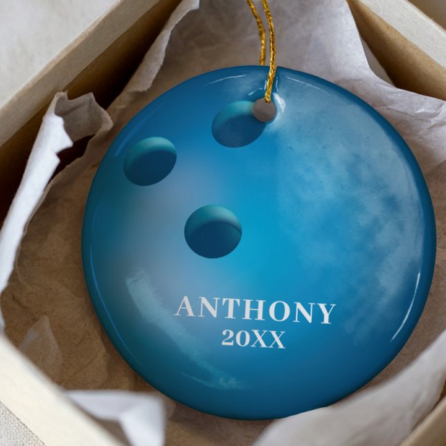 Bowling Ball Personalized Christmas Ceramic Ornament (Creator Uploaded)