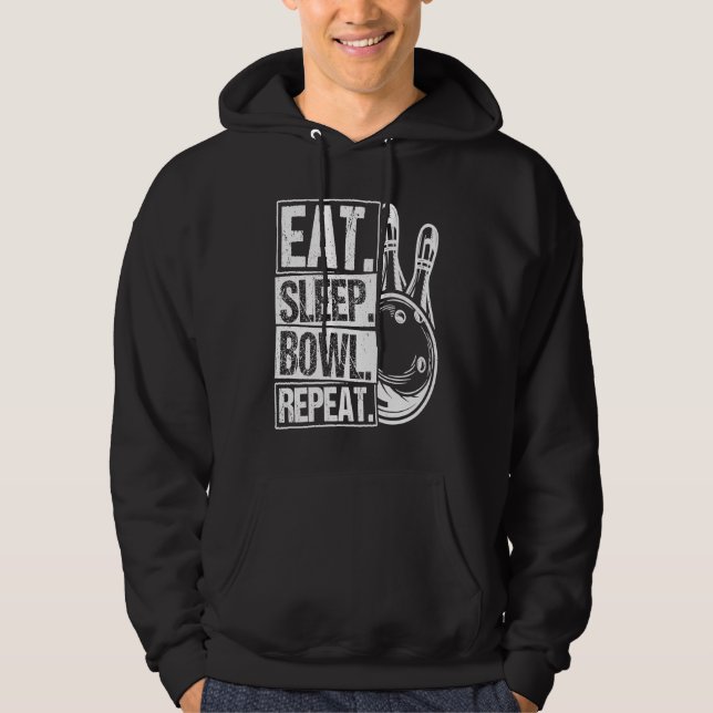 Bowling Ball Pin Bowler Strike Bowling Fanatic Bow Hoodie (Front)