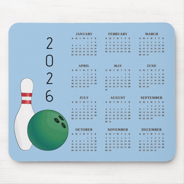 Bowling Ball Pin Design 2025 Calendar Mousepad (Front)