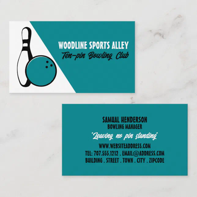 Bowling Ball & Pin, TenPin Bowling Club Business Card Zazzle