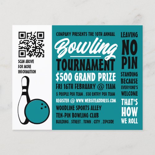 Bowling Ball  Pin Ten_Pin Bowling Tournament Flyer