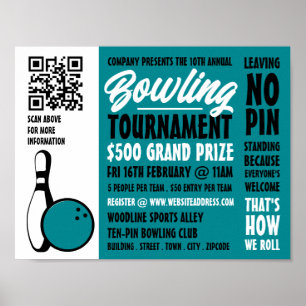 Bowling Ball & Pin, Ten-Pin Bowling Tournament Poster