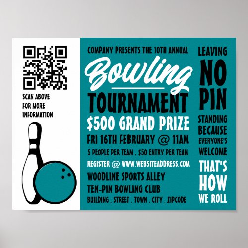Bowling Ball  Pin Ten_Pin Bowling Tournament Poster