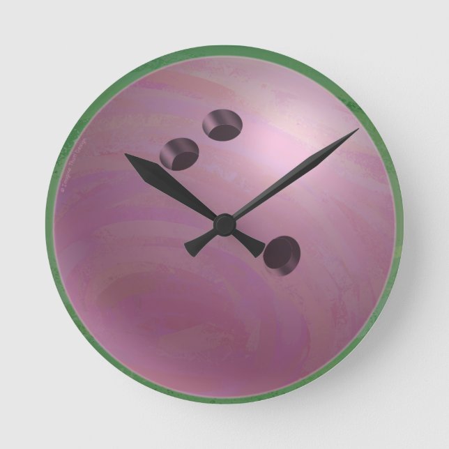 Bowling Ball Pink Round Clock (Front)