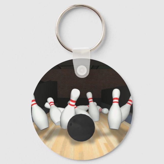 Bowling Ball & Pins: 3D Model: Keychain (Front)