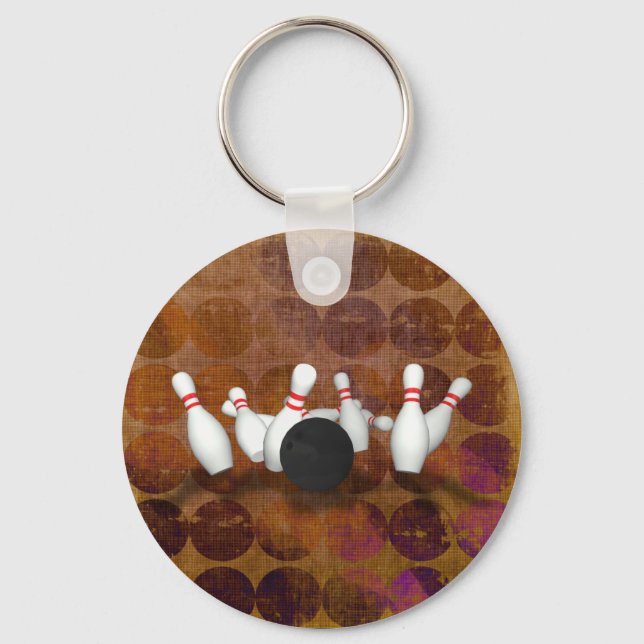 Bowling Ball & Pins: 3D Model: Keychain (Front)