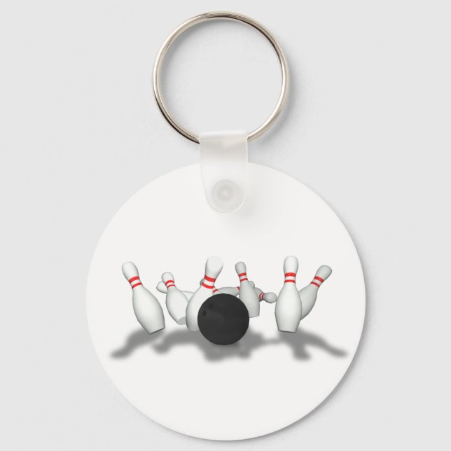 Bowling Ball & Pins: 3D Model: Keychain (Front)
