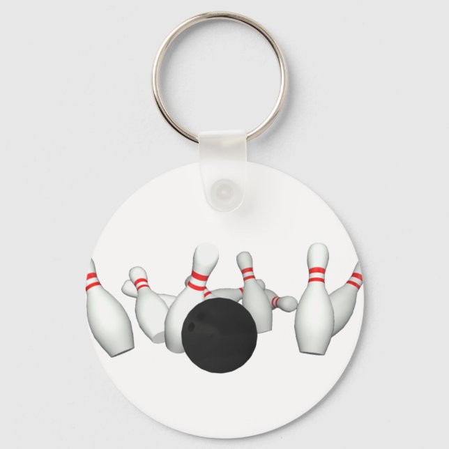 Bowling Ball & Pins: 3D Model: Keychain (Front)