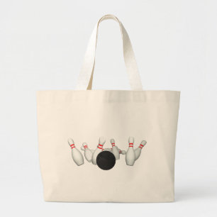 Bowling Ball & Pins: 3D Model: Large Tote Bag