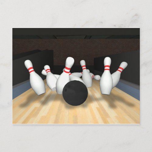 Bowling Ball  Pins 3D Model Postcard