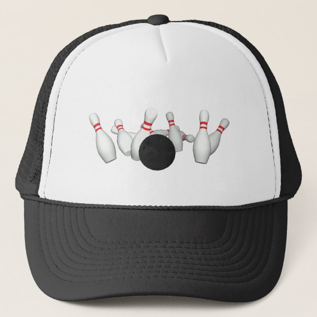 Bowling Ball & Pins: 3D Model: Trucker Hat (Front)