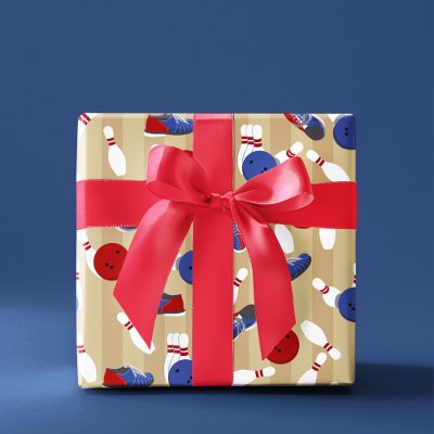 Bowling Ball, Pins and Shoes Patterned Wrapping Paper