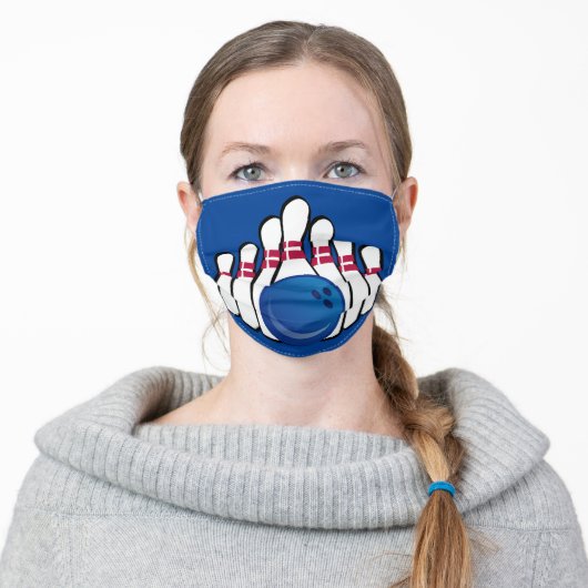 Bowling Ball Pins Design Face Mask (Worn)