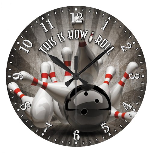 Bowling Ball Pins Man Cave Wall Clock | Zazzle