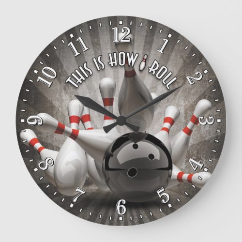 Bowling Ball Pins Man Cave Wall Clock