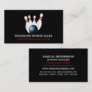 Bowling Ball & Pins, Ten-Pin Bowling Club Business Card